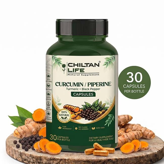 Curcumin / Piperine Capsule 100% Natural Curcumin / Piperine Tablets 30 Per Bottle 500mg - ChiltanPure