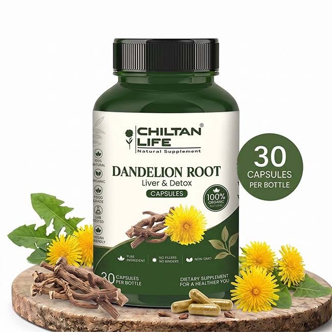 Dandelion Root Capsule 100% Natural Dandelion Root Tablets 30 Per Bottle 500mg - ChiltanPure