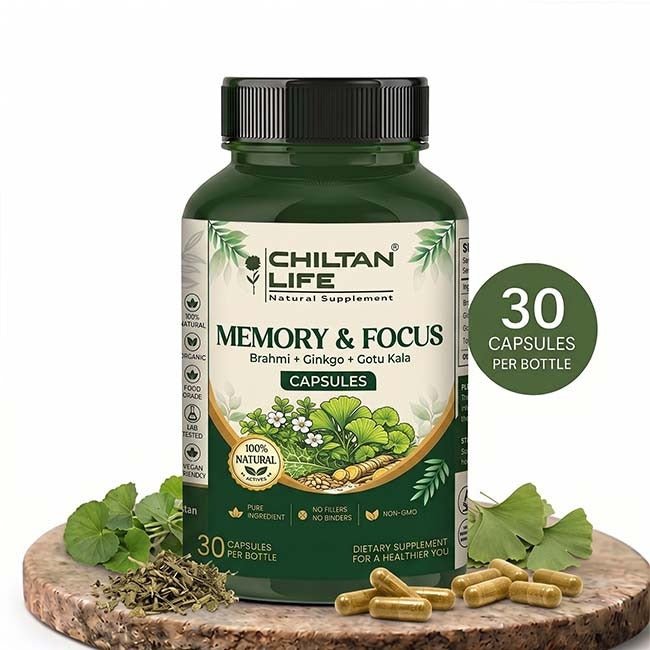 Memory & Focus Capsule 100% Natural Memory & Focus Tablets 30 Per Bottle 500mg - ChiltanPure