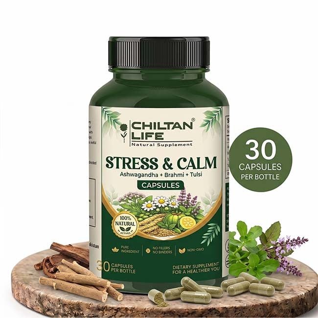 Stress & Calm Capsule 100% Natural Stress & Calm Tablets 30 Per Bottle 500mg - ChiltanPure
